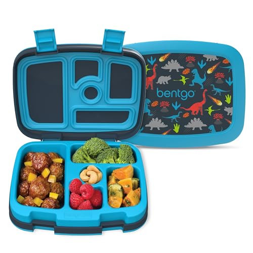 Bentgo Kids Prints Leak-Proof, 5-Compartment Bento-Style Kids Lunch Box - Ideal Portion Sizes for Ages 3-7, Durable, Drop-Proof, Dishwasher Safe, & PFAS & BPA-Free Materials (Dinosaur) | Amazon (US)