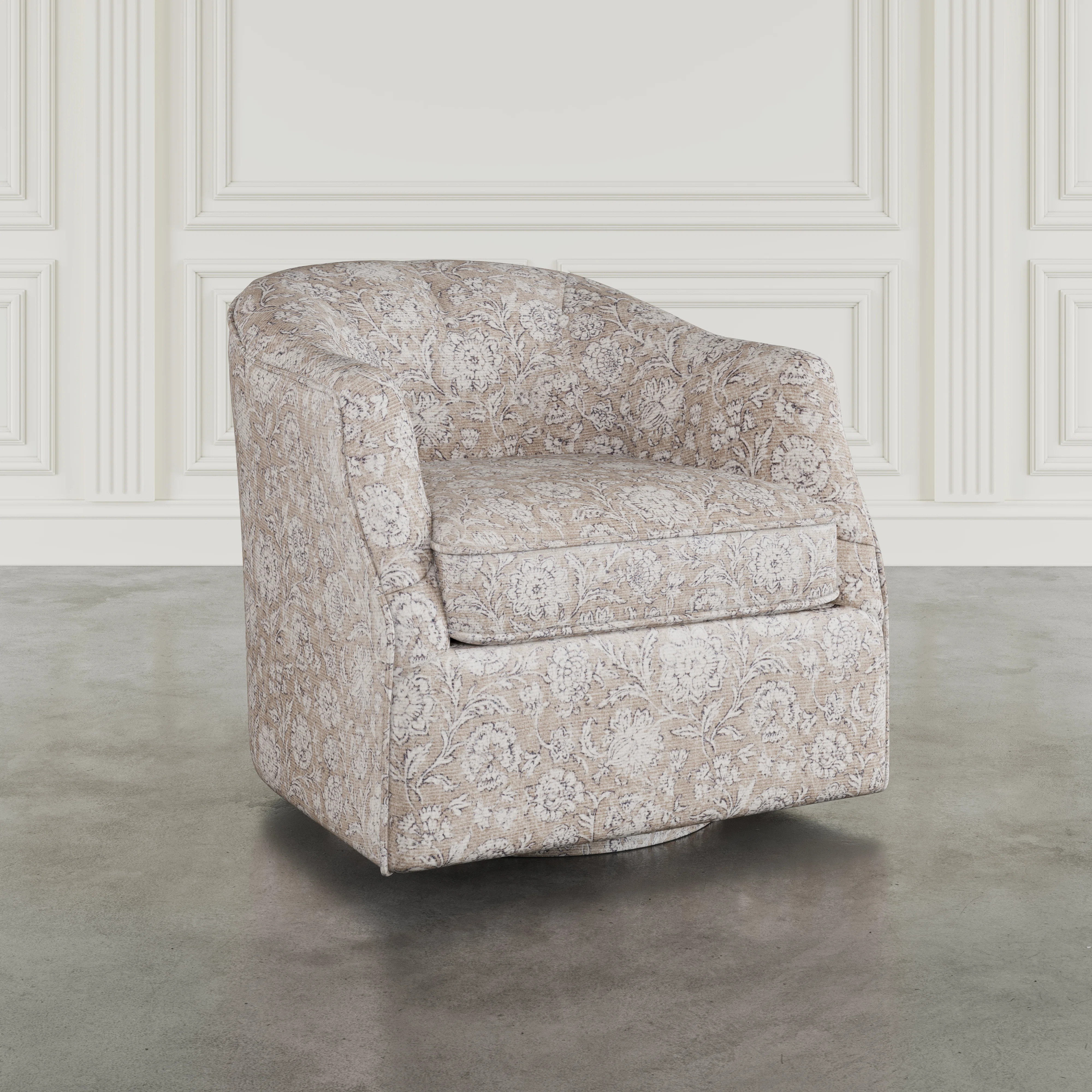 Lottie Modern Cottage Floral Print Upholstered Accent Swivel Chair | Wayfair North America