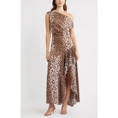 Chelsea28 Cascading Off the Shoulder Evening Dress in Black at Nordstrom, Size Medium | Nordstrom