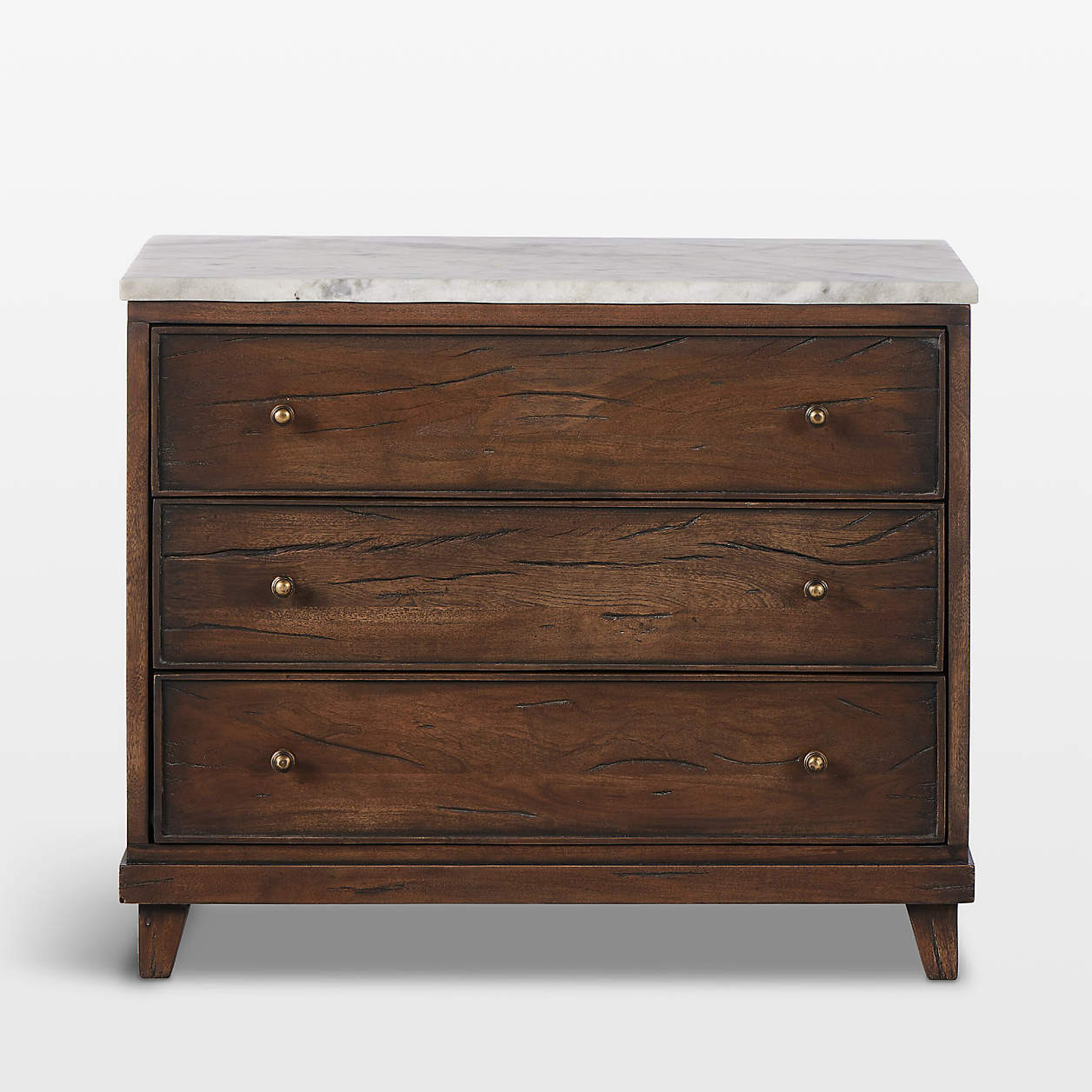 Odette 33" Warm Brown Wood and Marble Nightstand | Crate & Barrel | Crate & Barrel