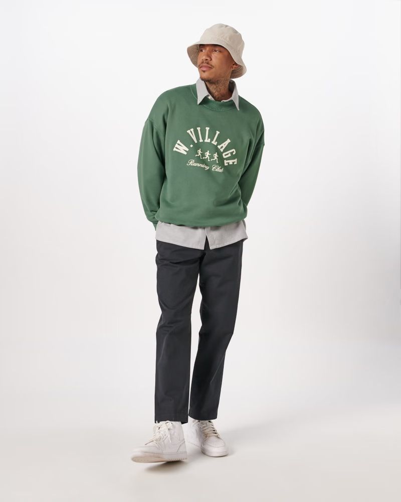 Oversized Varsity Graphic Crew Sweatshirt | Abercrombie & Fitch (US)