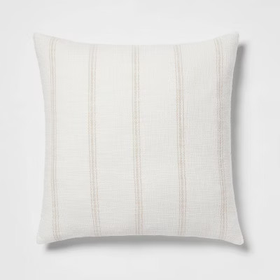 Oversized Woven Striped Square Throw Pillow Cream/Neutral - Threshold™ | Target
