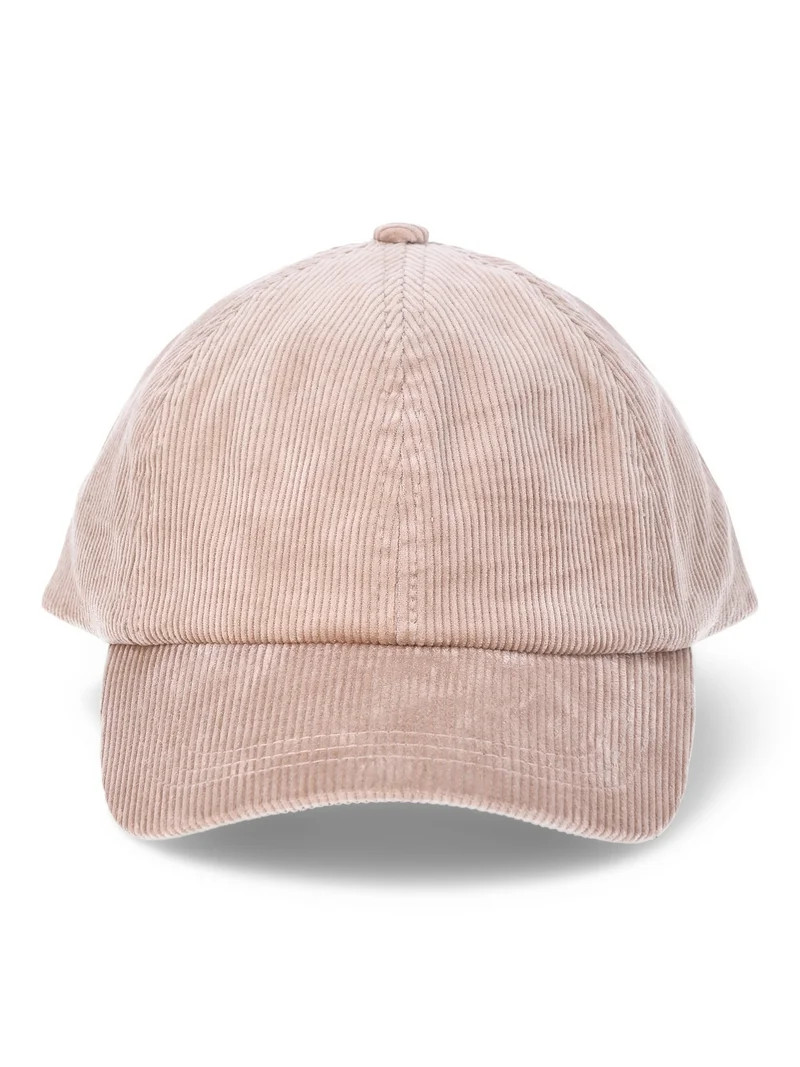 Time and Tru Women's Micro Corduroy Baseball Cap, One Size, Tan, Cotton | Walmart (US)