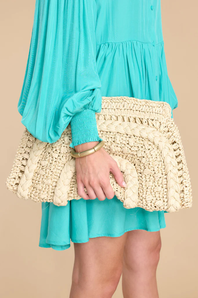 Ivy Natural Raffia Clutch Bag | Red Dress 