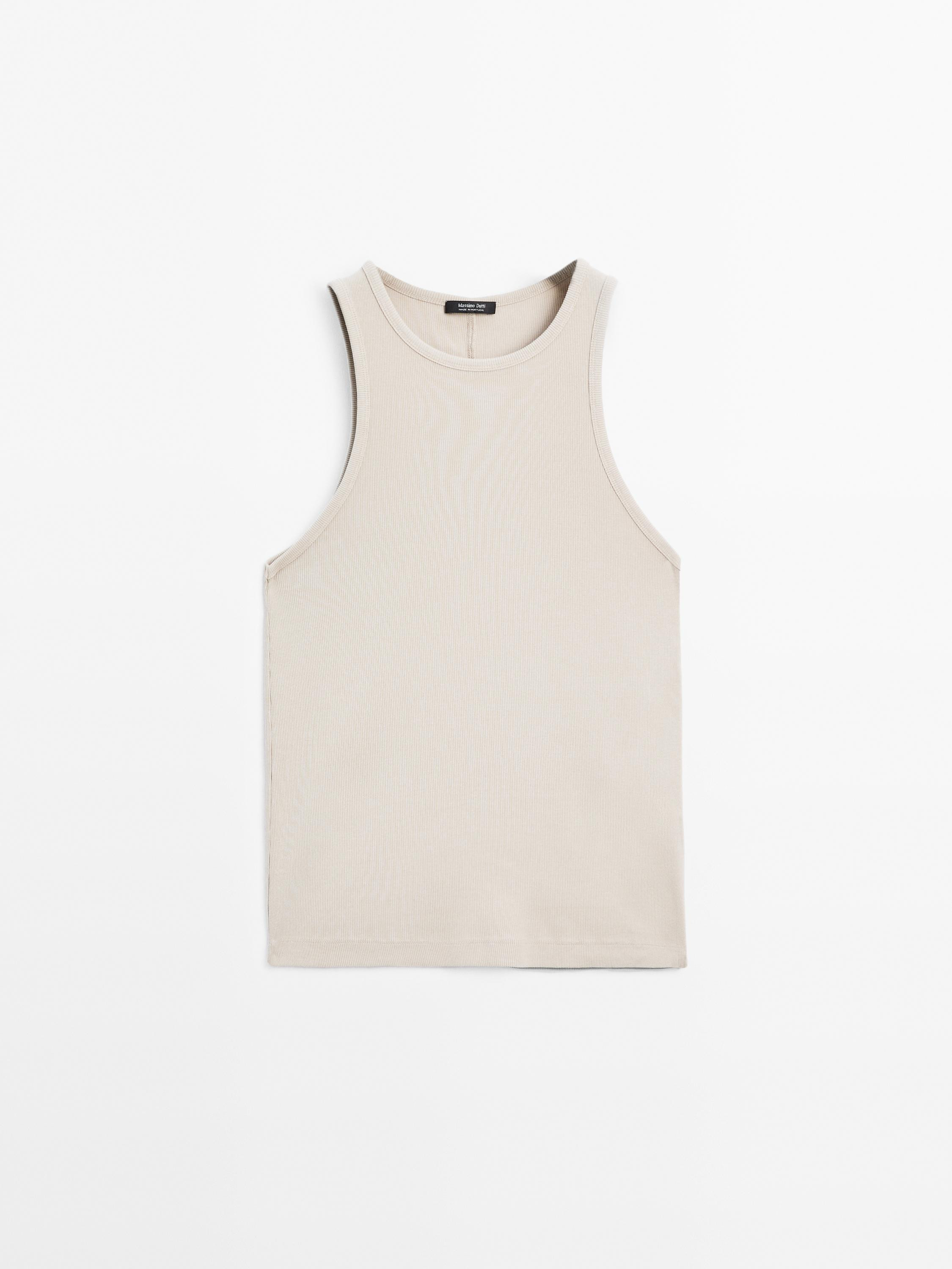 Cotton blend halter-neck top | Massimo Dutti UK