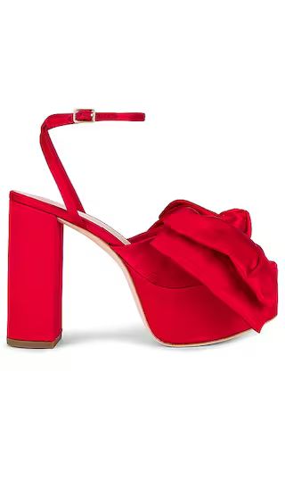 Kiki Bow Platform Heel in Red Satin | Revolve Clothing (Global)