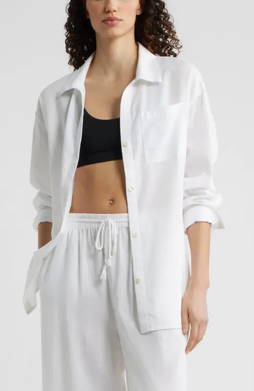 Nordstrom Cover-Up Shirt in White at Nordstrom, Size Large | Nordstrom