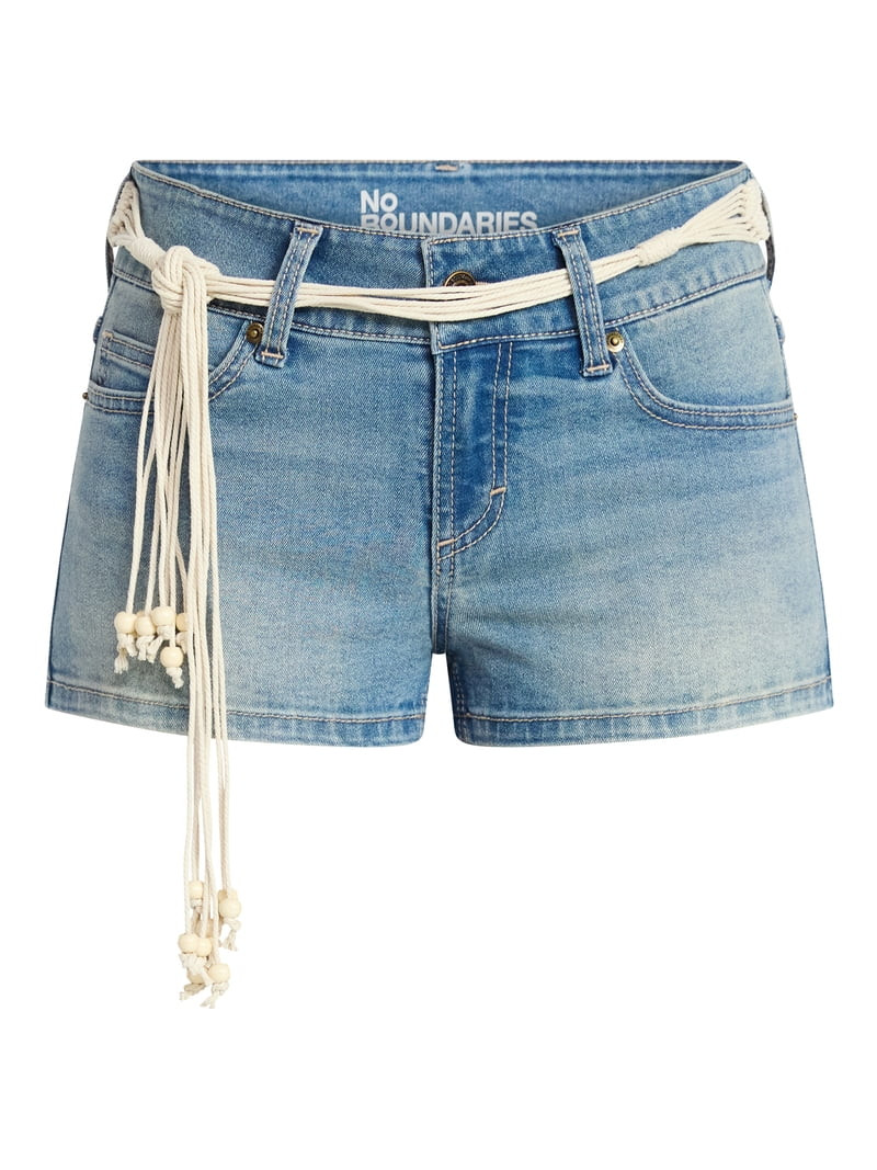 No Boundaries Lowrise Studded Denim Mini Short 2" Inseam, Women's | Walmart (US)