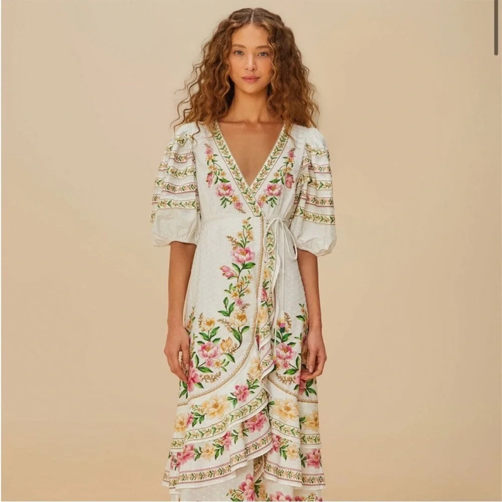 Off-White Palm Dream Wrap Midi Dress Farm RIO Size S Small NWT | Poshmark
