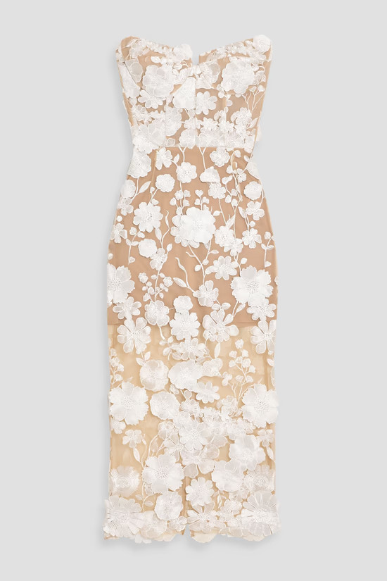 Jasmine strapless floral-appliquéd tulle midi dress | The Outnet (US and CA)