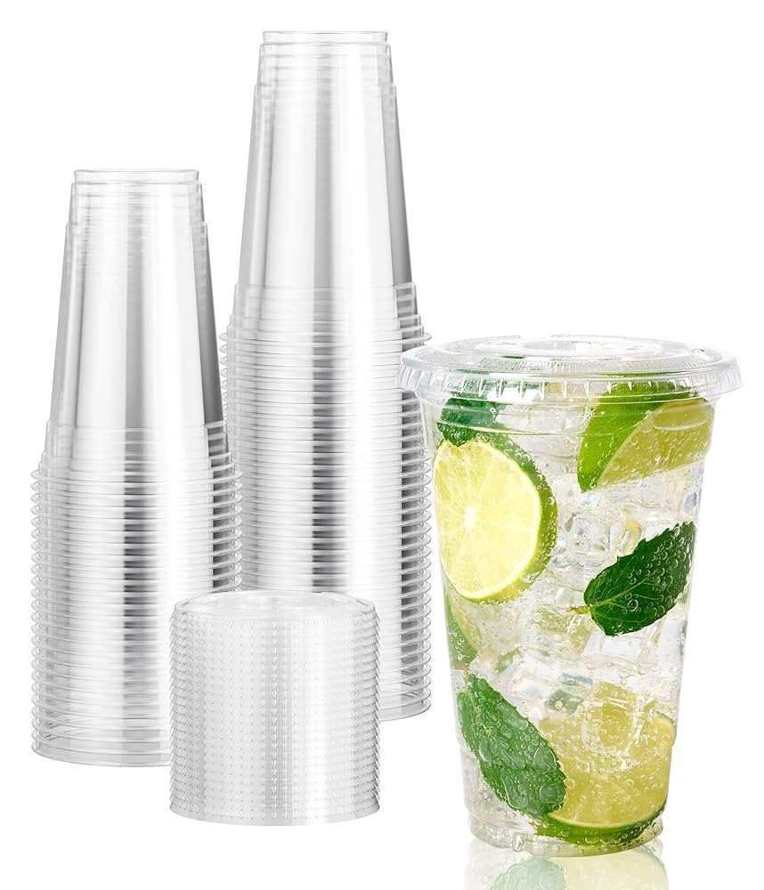 Vplus 160 Pack 20 OZ PET Clear Plastic Cups with Lids, 20 OZ Crystal Cold Disposable Drinking Pla... | Amazon (US)