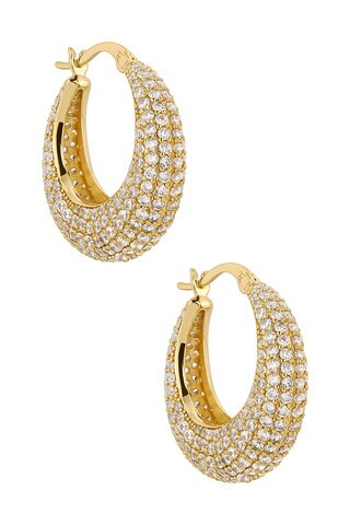 Lili Claspe Small Pave Becca Hoops in Gold from Revolve.com | Revolve Clothing (Global)