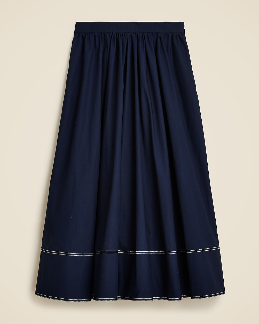 Contrast-hem midi skirt in cotton poplin | J. Crew US