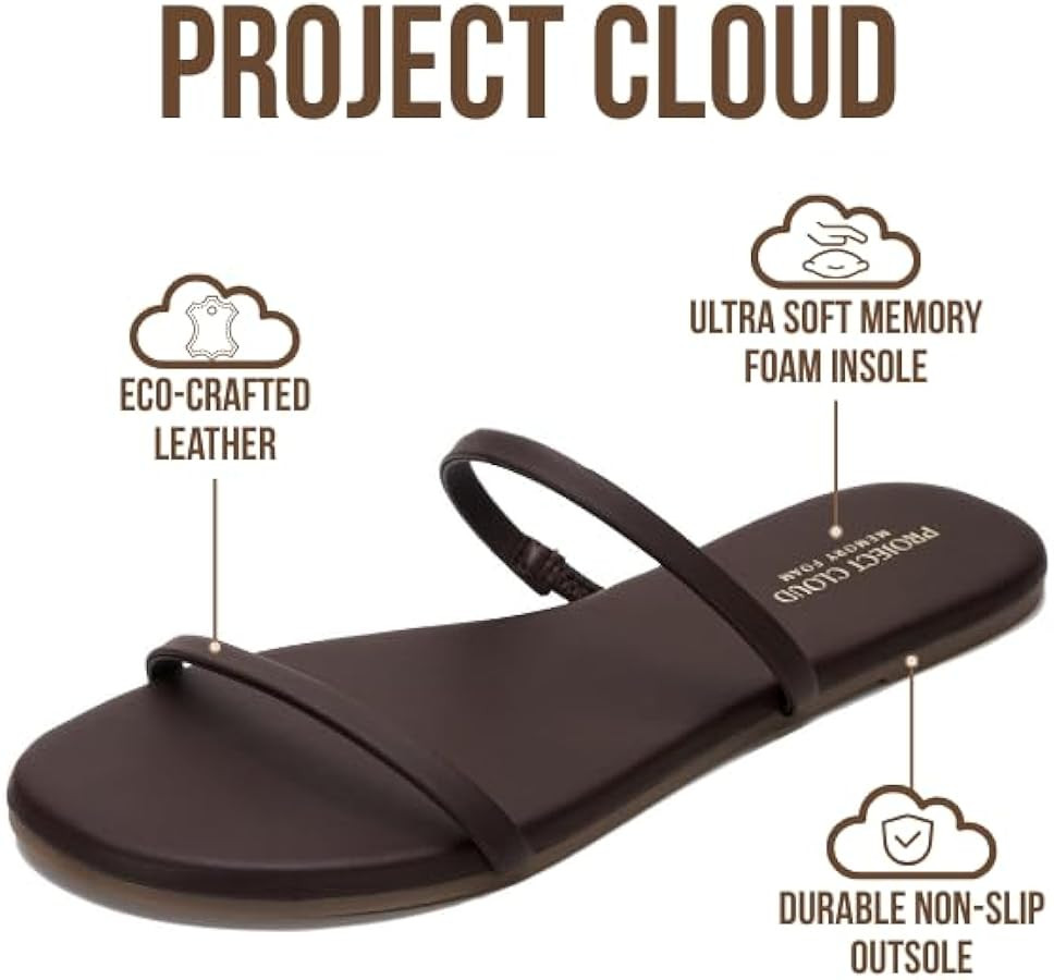 Project Cloud Summer Sandals for Women 2026 - Memory Foam Insole and Eco-Crafted Leather Beach Fl... | Amazon (US)