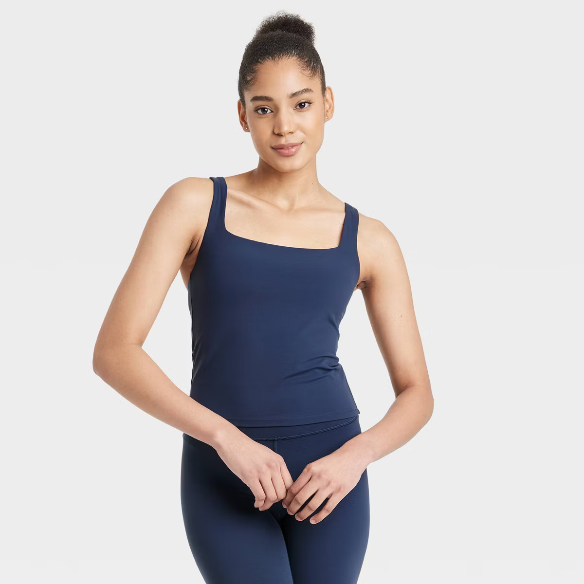 Women's Everyday Soft Square Neck Support Tank Top - All In Motion™ Light Aqua Blue M | Target