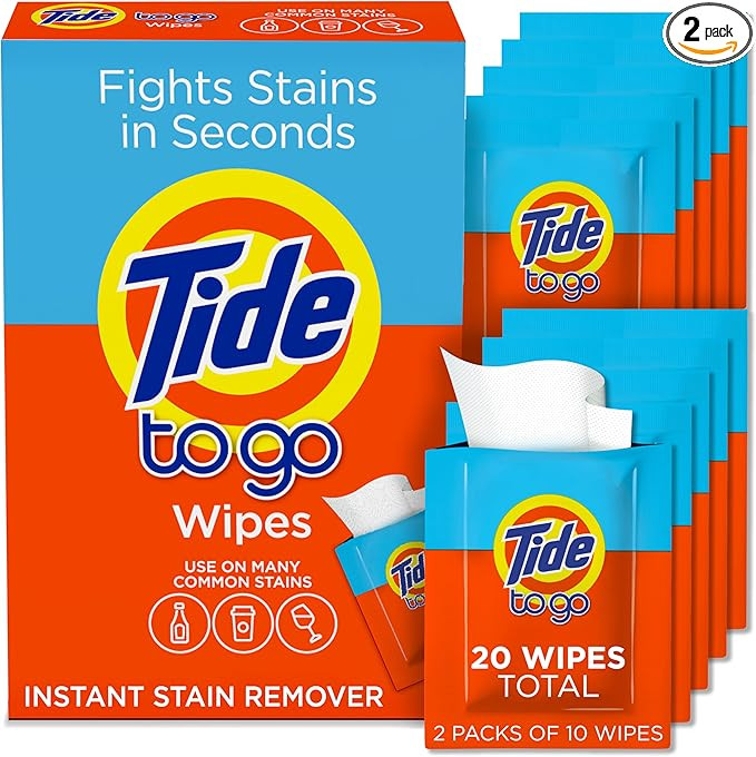 Tide Stain Remover for Clothes, Tide To Go Wipes, Instant Stain Remover for Clothes, Travel & Poc... | Amazon (US)