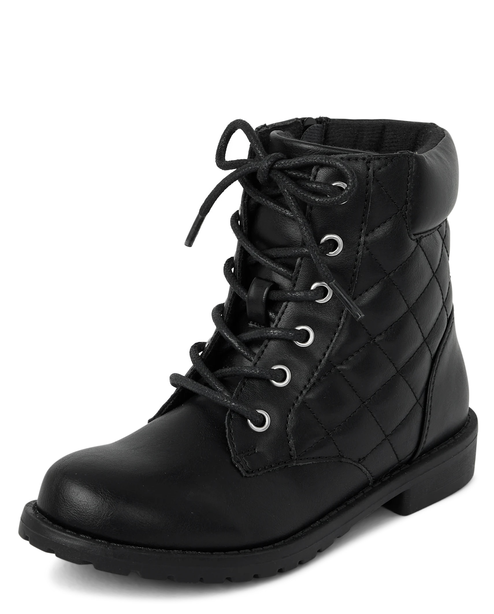 Girls Quilted Lace Up Booties - black | The Children's Place