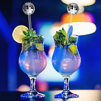 Sawysine 48 Pcs Disco Balls Cocktail Stirrers Plastic Round Top Swizzle Sticks Mirror Disco Ball ... | Amazon (US)