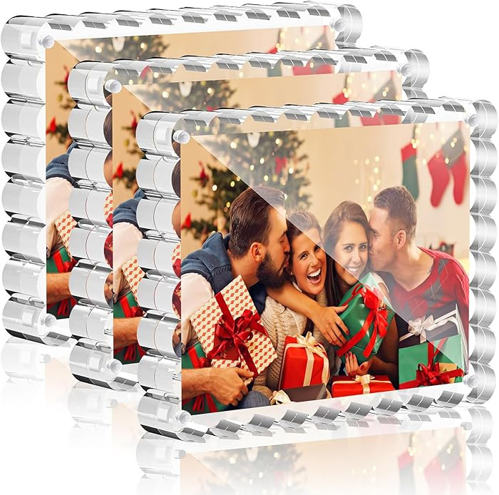 HELPLEX Acrylic Picture Frames 6x8, 3 Pack Clear Magnetic Lucite Frames, 20% Thicker 12+12mm Doub... | Amazon (US)
