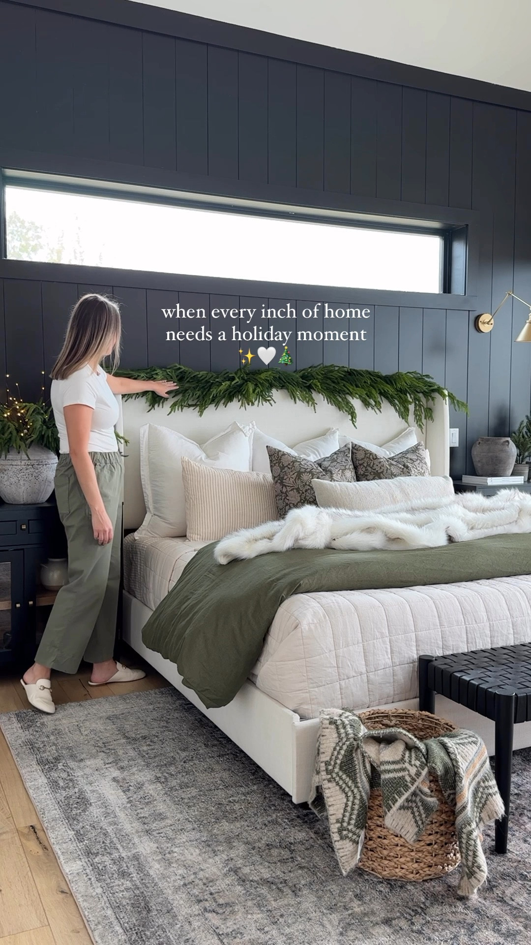 Winter wonderland bedroom vibes. Made this space holiday-ready with pieces from Wayfair—the Zuma White Upholstered Bed and Loloi Navy/Sand Rug bring such warmth. Paired with the Evergreen Linen Duvet Set, cozy Faux Fur Blanket, and a beautiful Faux Pine Garland for that perfect touch of greenery. Finishing touches with the Black & Wood Vick Nightstand and Woven Black Leather Bench for a sleek, cohesive look. #OnlyAtWayfair #Wayfair #WayfairPartner


#LTKHome #LTKSaleAlert #LTKHoliday