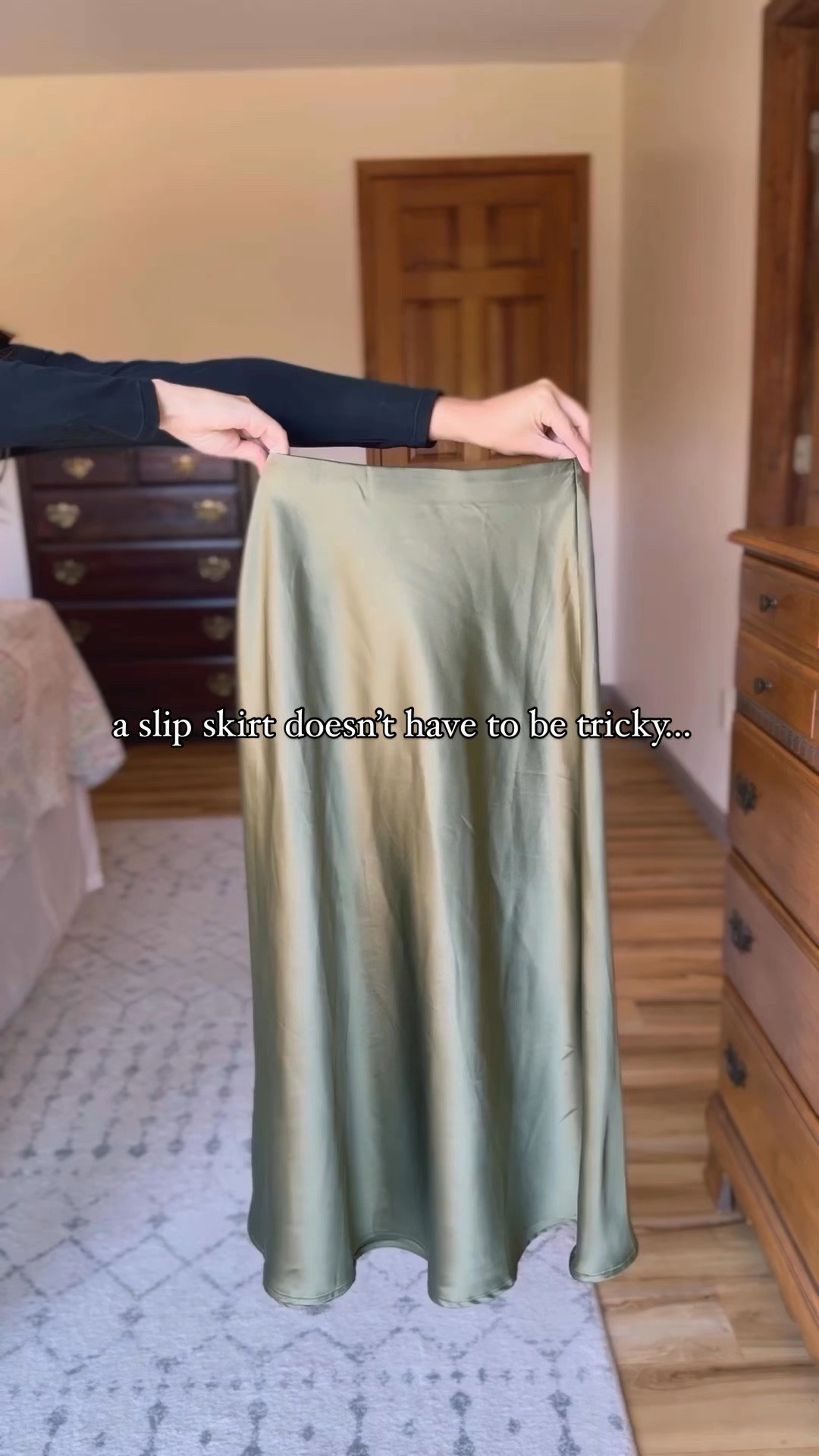 All size details below 👇🏽

Outfit 1: a green satin slip skirt (xs) with a brown crewneck fine knit cardigan (medium), (I also linked some similar ones because it’s sold out—it does come back in stock though!) tall black boots (size 6.5) and a black crossbody bag

Outfit 2: a green satin slip skirt (xs) with a cream ruffle hem and sleeve cardigan (small—I also linked similar bc it’s almost sold out) taupe brown sock boots and a taupe brown bag (my boots are older so I linked similar ones)

Outfit 3: a green satin slip skirt (xs) with a black crewneck top (medium) black suede pointed toe heels (size 6.5) and a black leather crossbody bag

Outfit 4: a green satin slip skirt (xs) with a tan sweater (medium) , tall brown leather boots (mine are older so I linked tons of similar ones!) and a brown leather crossbody bag 

A satin slip skirt can be worn to various places, including dinner dates, cocktail parties, brunch with friends, wedding guest outfit, holiday parties, art galleries, office parties, evening events, vacation outings, garden parties, and casual shopping trips.

#LTKSeasonal #LTKHoliday #LTKFindsUnder100