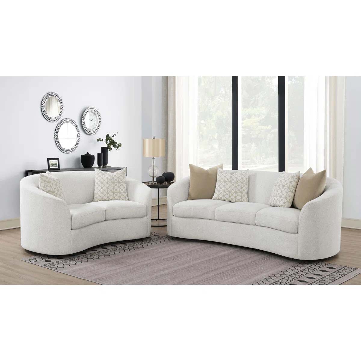 Ashleen 2-piece Boucle Upholstered Sloped Arm Sofa Set Latte | Wayfair North America