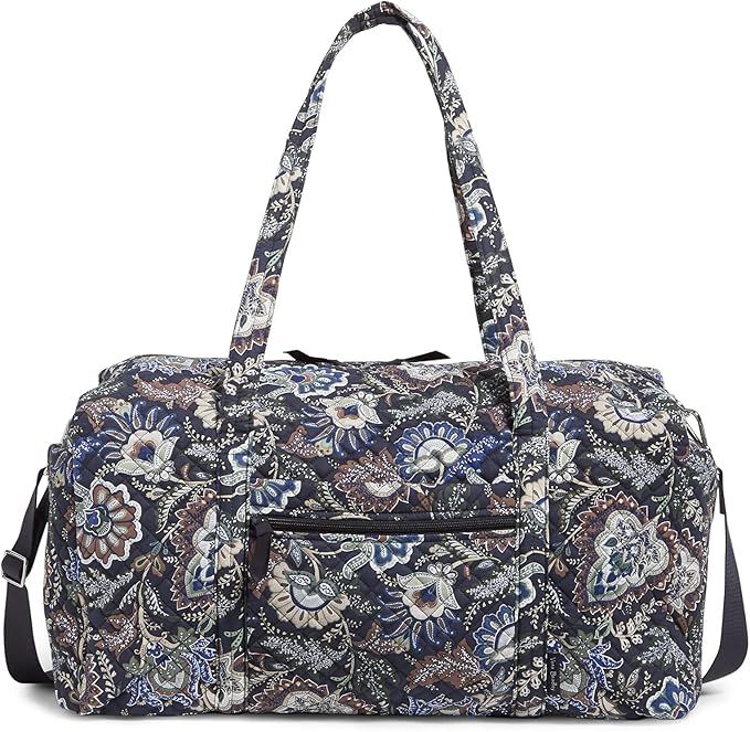 Vera Bradley Women's Large Travel Duffel Bag, Java Navy Camo-Recycled Cotton, One Size | Amazon (US)