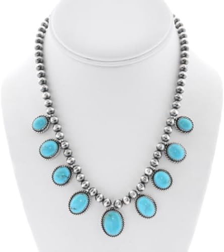 Genuine Sleeping Beauty Turquoise Native American Navajo Pearl Necklace Sterling Ladies Design 03... | Amazon (US)