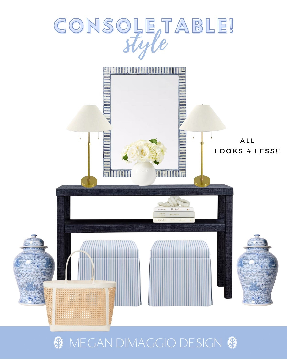 Look 4 less console table summer styling!! Get the Serena & Lily look on major sale!! Love these blue & white striped storage ottomans!! They’re 25% OFF right now too! 🤍

#LTKHome #LTKSaleAlert #LTKSummerEdit