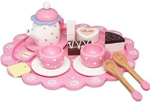 Amazon.com: Wooden Tea Sets for Little Girls, Pretend Play for Toddlers Great Pink Tea Party Set ... | Amazon (US)