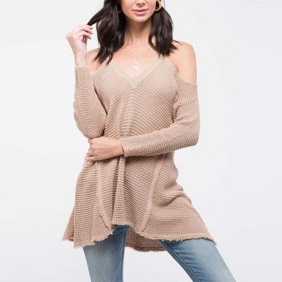 Mine Fashion Women's Cold Shoulder Sweater Top | Target