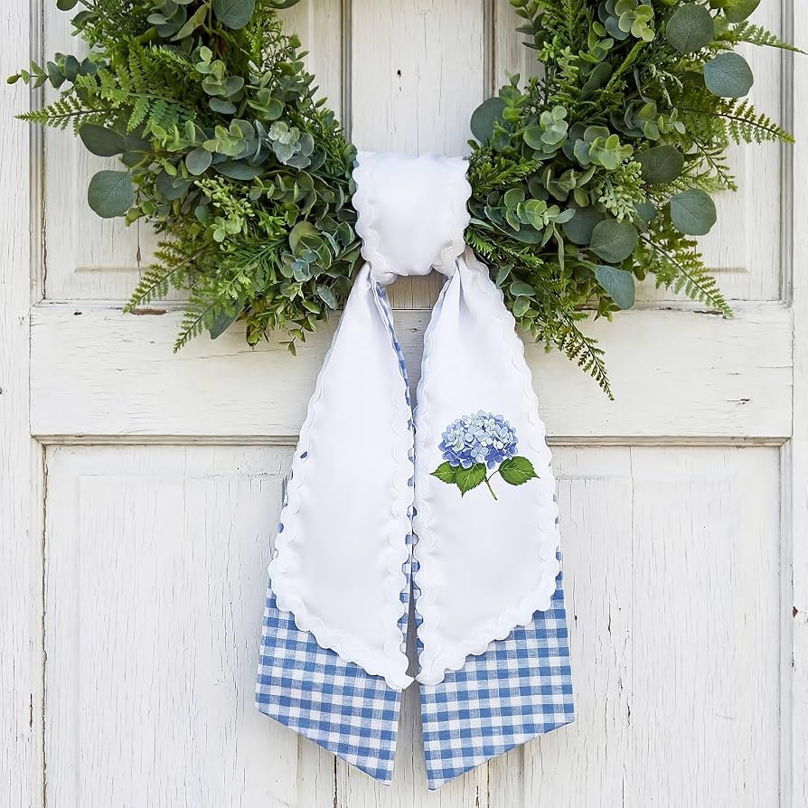 Yinder 2 Pcs Layered Wreath Sash for Front Door, RIC Rac Trim Hydrangea Garland Ribbon Accessorie... | Amazon (US)