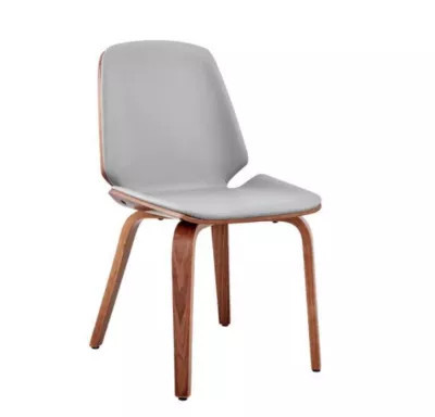 Armen Living Brinley Gray Faux Leather and Black Wood Dining Room Accent Chair | Belk