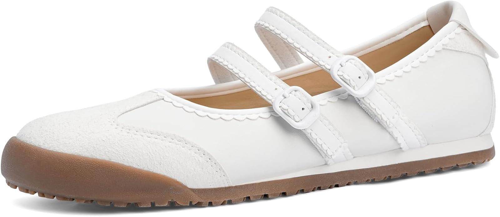 Mary Jane Sneakers Two Strap Rounded Toe Ballet Flats for Women | Mary Jane Shoes, Sneakerina Fla... | Amazon (US)