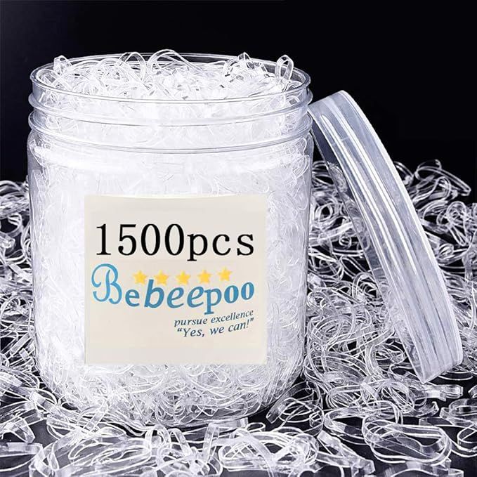 Clear Elastic Hair Bands，BEBEEPOO 1500pcs Mini Hair Rubber Bands with a Box/Bag, Soft Hair Elas... | Amazon (US)