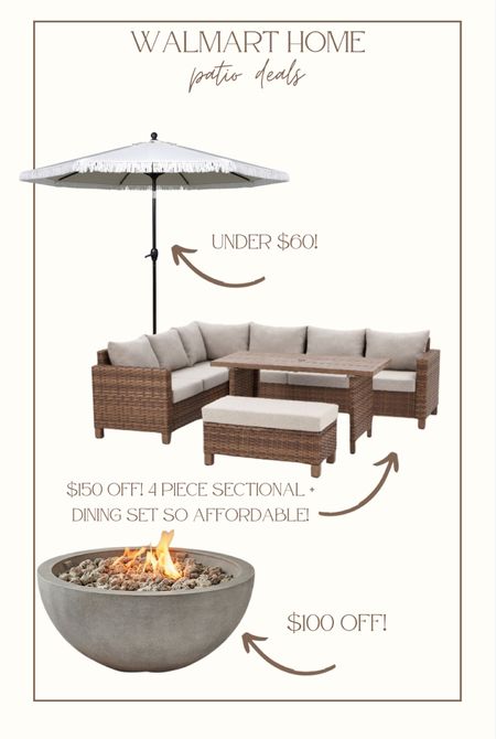 It’s patio season! Walmart has great deals on patio furniture! I have and love my Walmart patio set! 
Fire pit
Patio umbrella 

#LTKSeasonal #LTKhome #LTKsalealert