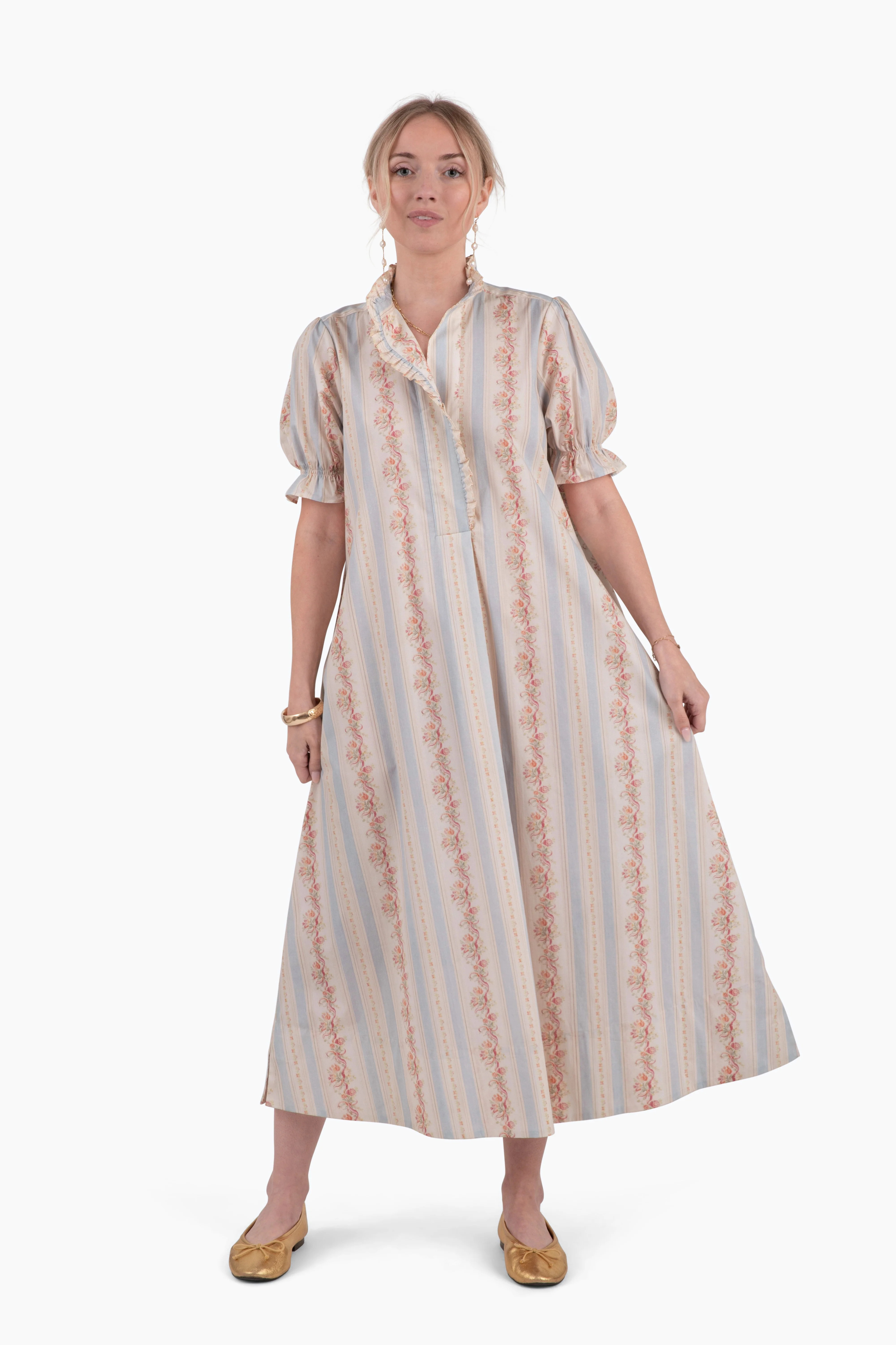 Weekender Mini Ruffle Caftan - Georgette Stripe | Quiet Culture