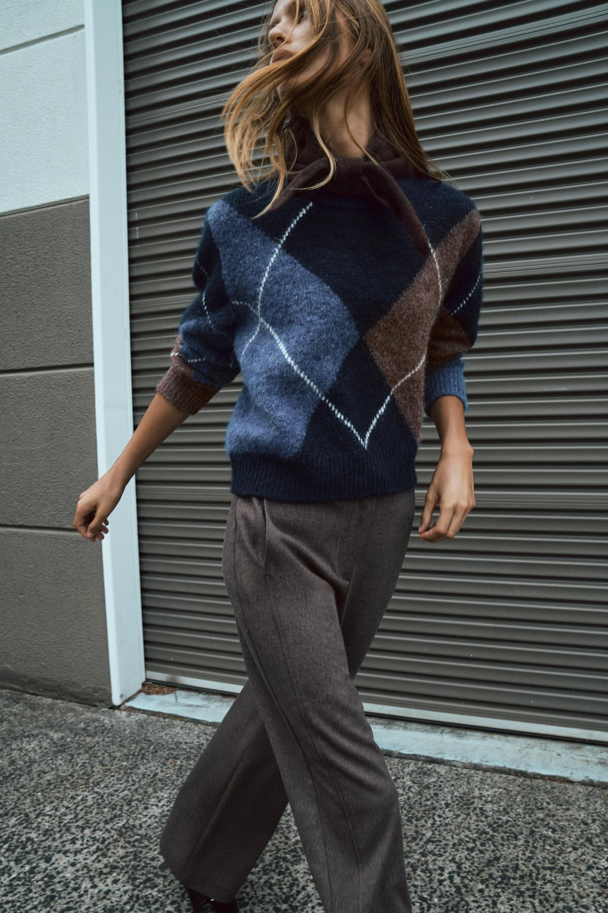 ARGYLE KNIT JUMPER | Zara UK