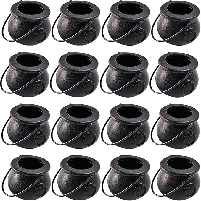 TIHOOD 24PCS 2.75” Plastic Cauldron, Mini Black Witch Cauldron, Multi-purposed Novelty Candy Ho... | Amazon (US)