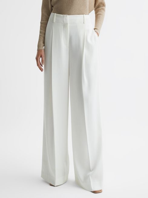 Mid Rise Wide Leg Trousers | Reiss DE