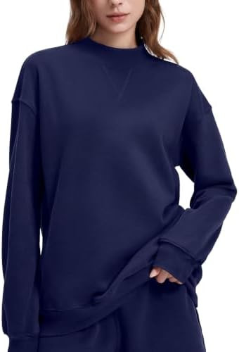 SUUKSESS Women Cotton Mock Neck Sweatshirts Oversized Long Sleeve Pullover | Amazon (US)