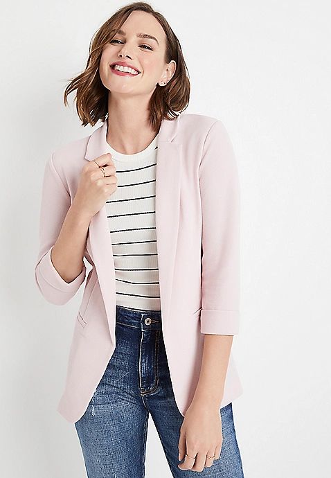 Light Pink Open Front Blazer | Maurices