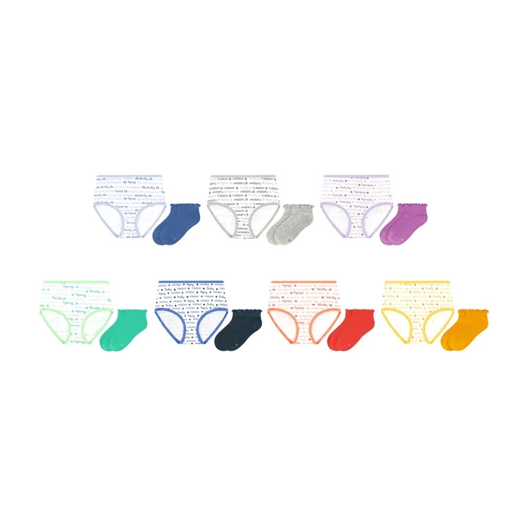 Wonder Nation Girls Cotton Underwear & Socks Bundle, 14-Pack, Sizes 4-16 | Walmart (US)