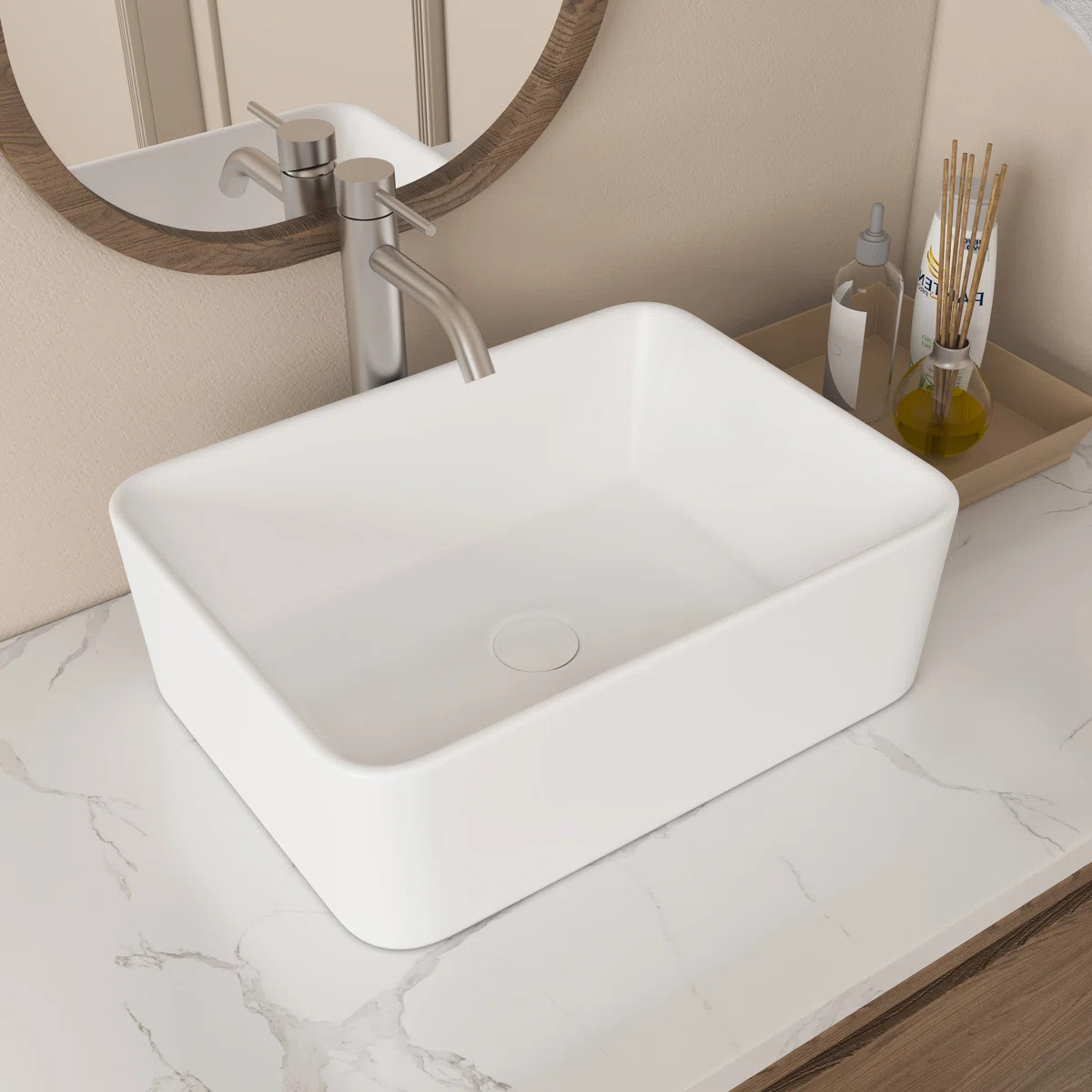 16" X 12'' White Rectangular Vitreous China Vessel Bathroom Sink for Small Bathroom ERI-VB-011 | Wayfair North America