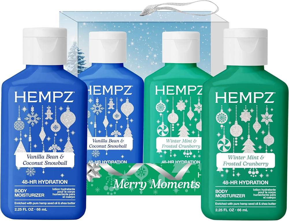 Hempz Mini Body Lotion Merry Moments Holiday Gift Set, Mint & Vanilla Scents, Hydrating Body Loti... | Amazon (US)