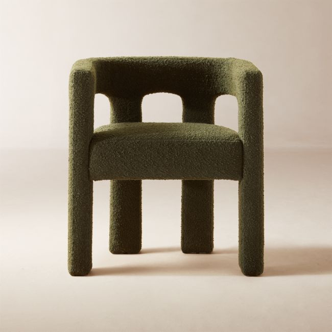 Stature Green Boucle Dining Armchair Set of 4 | CB2