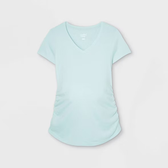 Maternity Short Sleeve V-Neck Side Shirred T-Shirt - Isabel Maternity by Ingrid & Isabel™ | Target