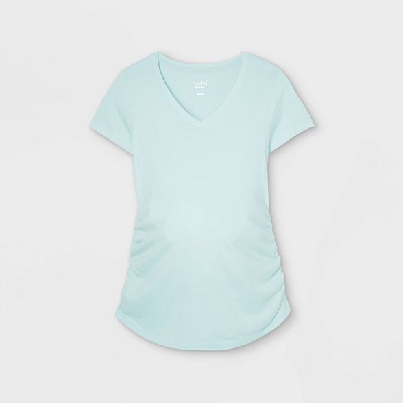Maternity Short Sleeve V-Neck Side Shirred T-Shirt - Isabel Maternity by Ingrid & Isabel™ | Target