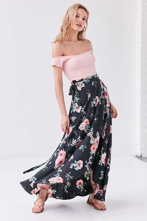 BOG Collective Tulip Wrap Maxi Skirt | Urban Outfitters US