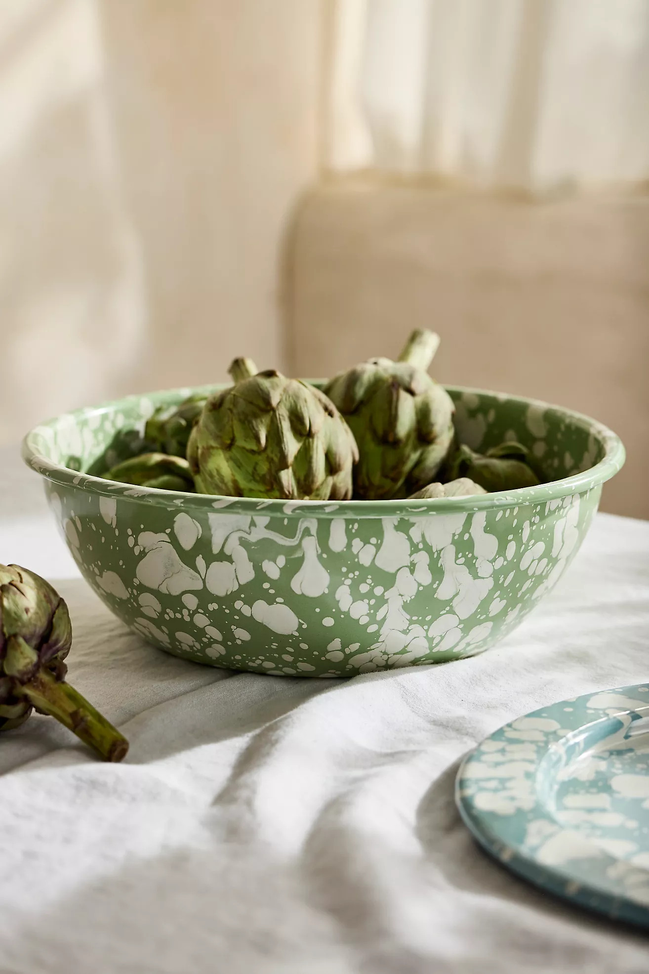 Speckled Enamel Serving Bowl, Green | Anthropologie (US)